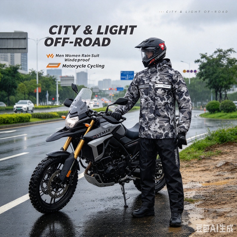 Motorcycle Riding Jacket Waterproof - メンズ、レディース用バイク用レインコートスーツ。防水加工のバイク用レインジャケットとパンツ。夜間走行やオフロード走行に適した反射素材を使用。都市部での通勤やバイクでの移動に最適。