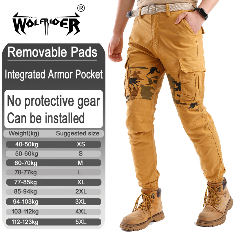 Motorcycle Pants Riding Armored - バイク用作業パンツ、滑り止め加工、落下防止設計、安全のためのアーマーポケット付き（アーマーは含まれていません）052