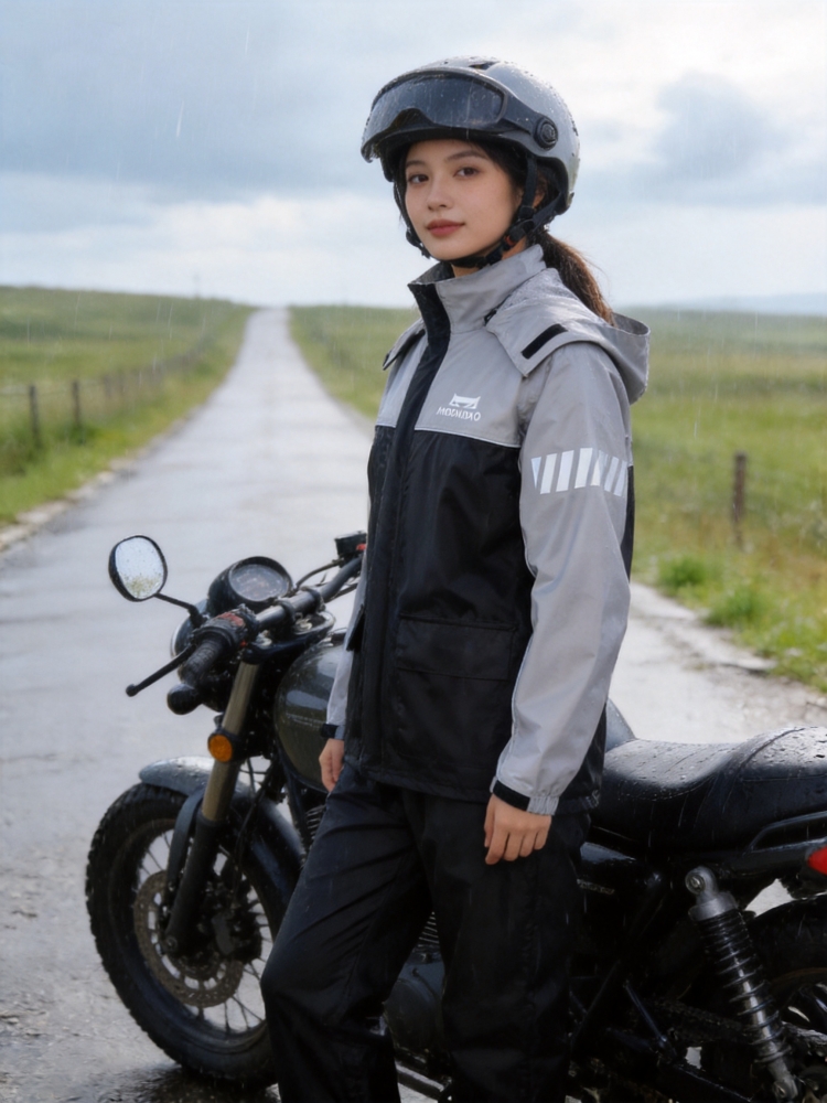 Motorcycle Rain Suit 2 Piece - 軽量防水バイク用レインスーツ 2ピース 通気性のあるパッカブルジャケットとパンツセット 男女兼用 ライディングレインコート