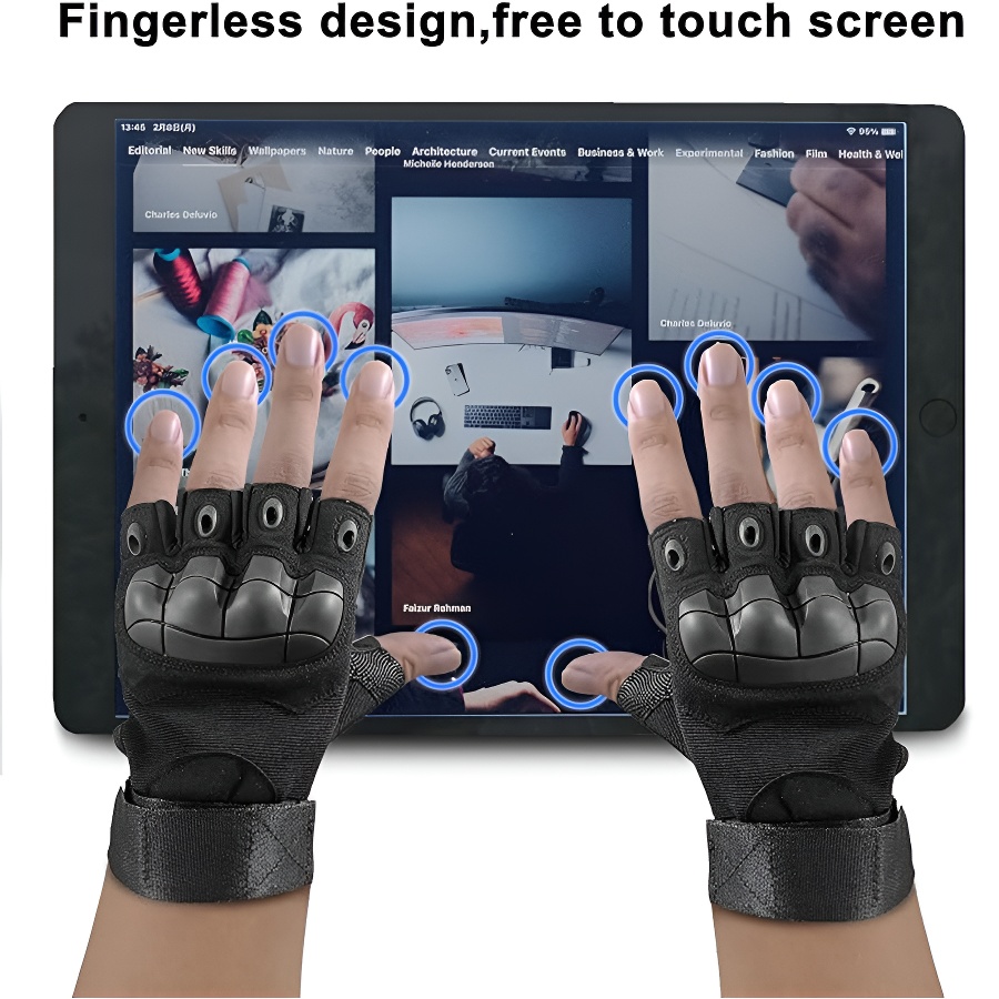 Motorcycle Gloves Leather Knuckle - メンズ用オートバイグローブ、ハードナックル保護タクティカルレザーグローブ、サイクリング、クライミング用フィンガーレスタクティカルグローブ