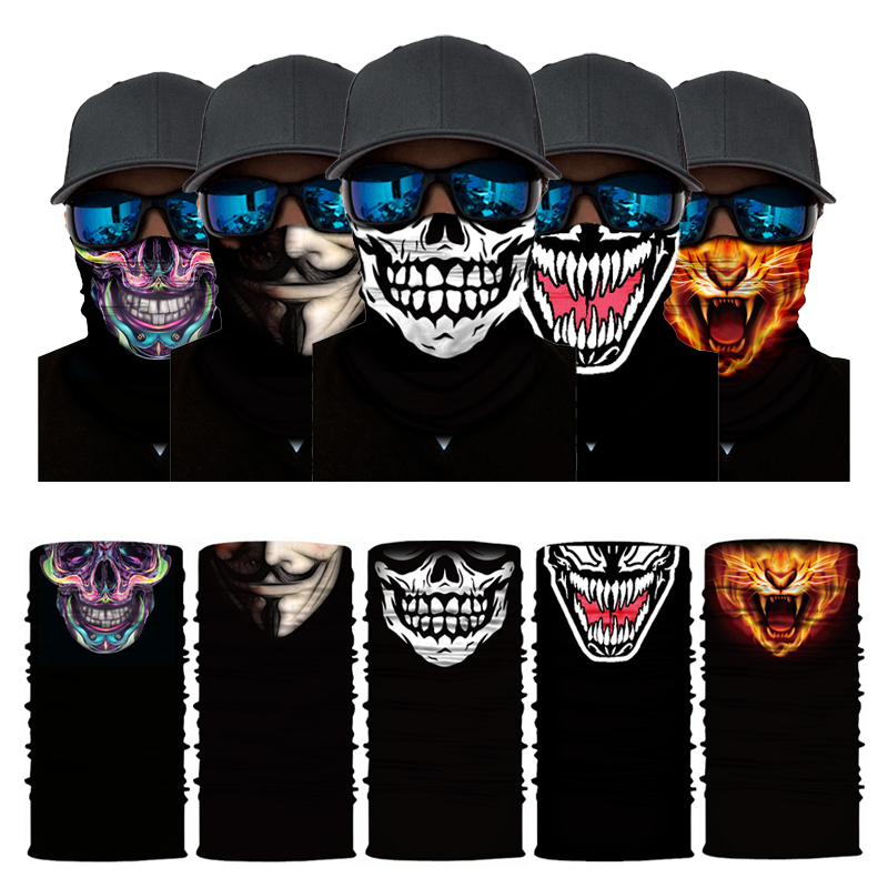 Motorcycle Neck Gaiter Balaclava - 男性と女性のためのシームレスなスカルネックウォーマーガード,フェイスシールド,サイクリングスカーフ,オートバイのバンダナ,バラクラバの帽子,3Dシームレスマスク