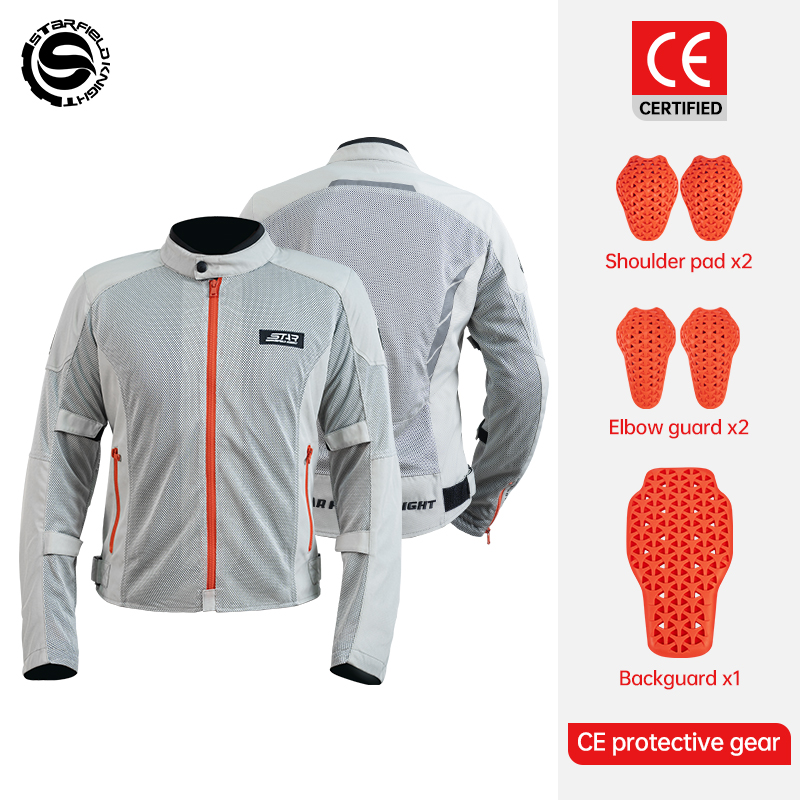 Motorcycle Mesh Jacket Summer Breathable - スターフィールドナイトオートバイジャケット春夏メッシュ通気性メンズ乗馬服 CE 保護具アクセサリー付き