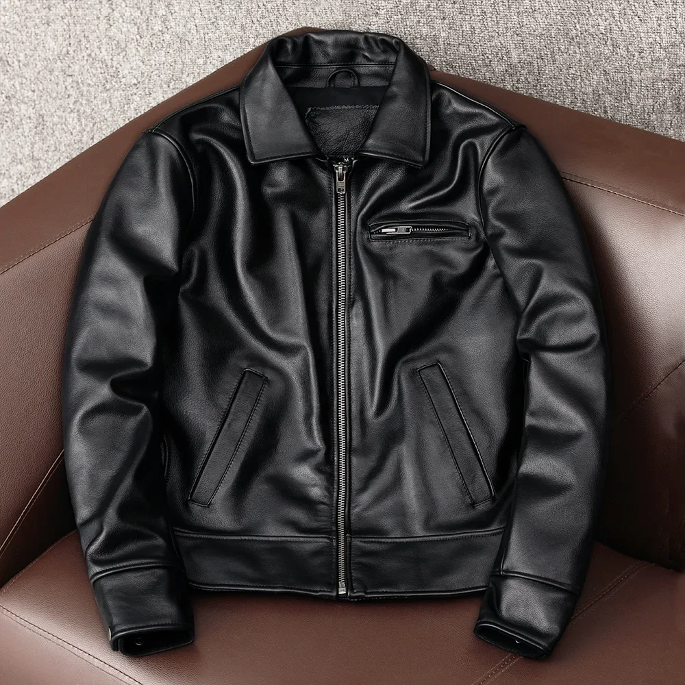 Leather Motorcycle Jacket Biker - 2026年新作、本物の牛革を使用したメンズファッションジャケット。ヴィンテージ風、バイク用、ワインレッド、ジッパー付き、スリムフィット、ボンバージャケット。