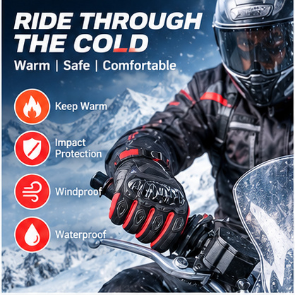 Motorcycle Gloves Leather Knuckle - 冬用バイクグローブ 防水 防風 ハードナックルプロテクター タッチスクリーン対応 保温性