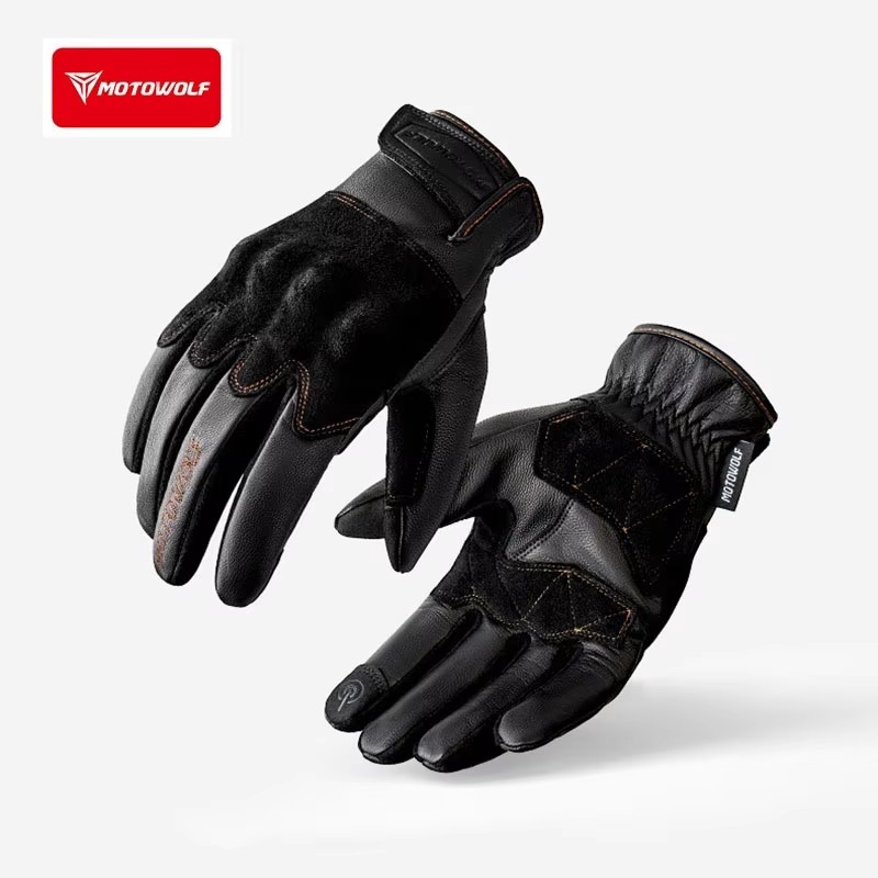Motorcycle Gloves Leather Knuckle - ライディングバイクグローブ レザー タッチスクリーン対応 耐久性のあるナックルガント エンデューロ ガント