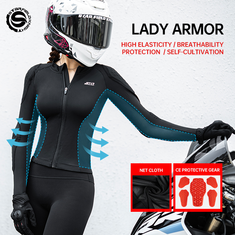Motorcycle Mesh Jacket Summer Breathable - SFK 2026 最新のオートバイジャケットファッションスリムフィットソフトアーマー女性の乗馬服夏メッシュ通気性弾性生地