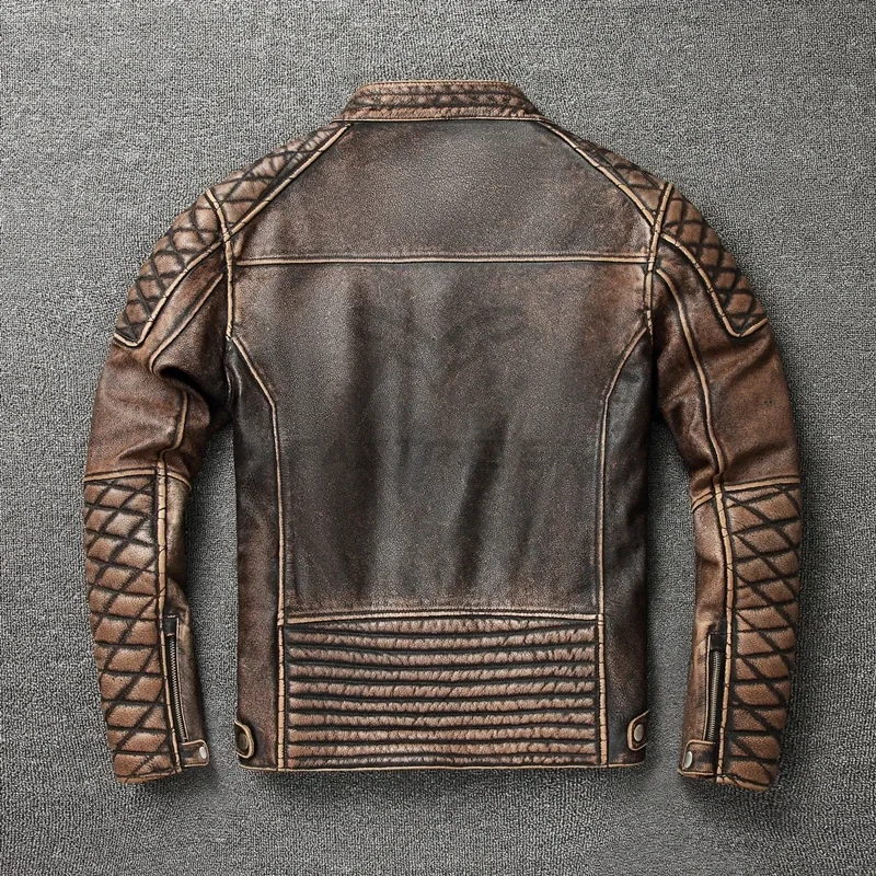 2026年新作、メンズ用ヴィンテージモーターサイクルジャケッ - Leather Motorcycle Jacket Biker のレビューと価格