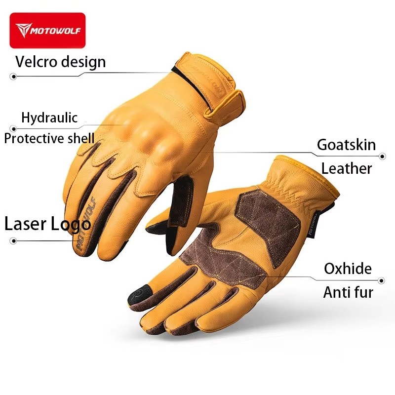 革製オートバイグローブ レトロライディンググローブ ヴィンテ - Motorcycle Gloves Leather Knuckle のレビューと価格