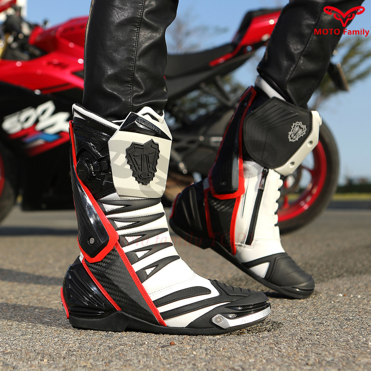 バイク用ライディングブーツ、競技用レーシングシューズ、耐衝撃 - Motorcycle Boots Waterproof Riding のレビューと価格