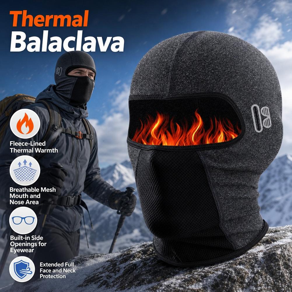 防風性に優れたサーマルバラクラバ。柔らかいフリース素材で伸縮 - Motorcycle Neck Gaiter Balaclava のレビューと価格