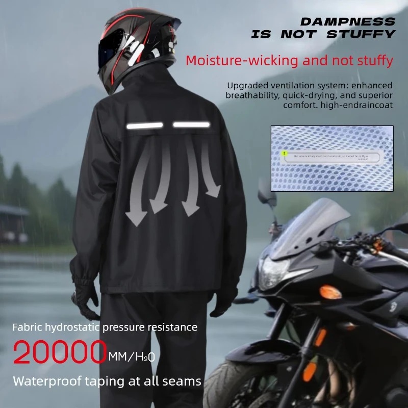 新しい黒のオートバイレインスーツ男性女性レインギア防水保護レ - Motorcycle Rain Suit 2 Piece のレビューと価格