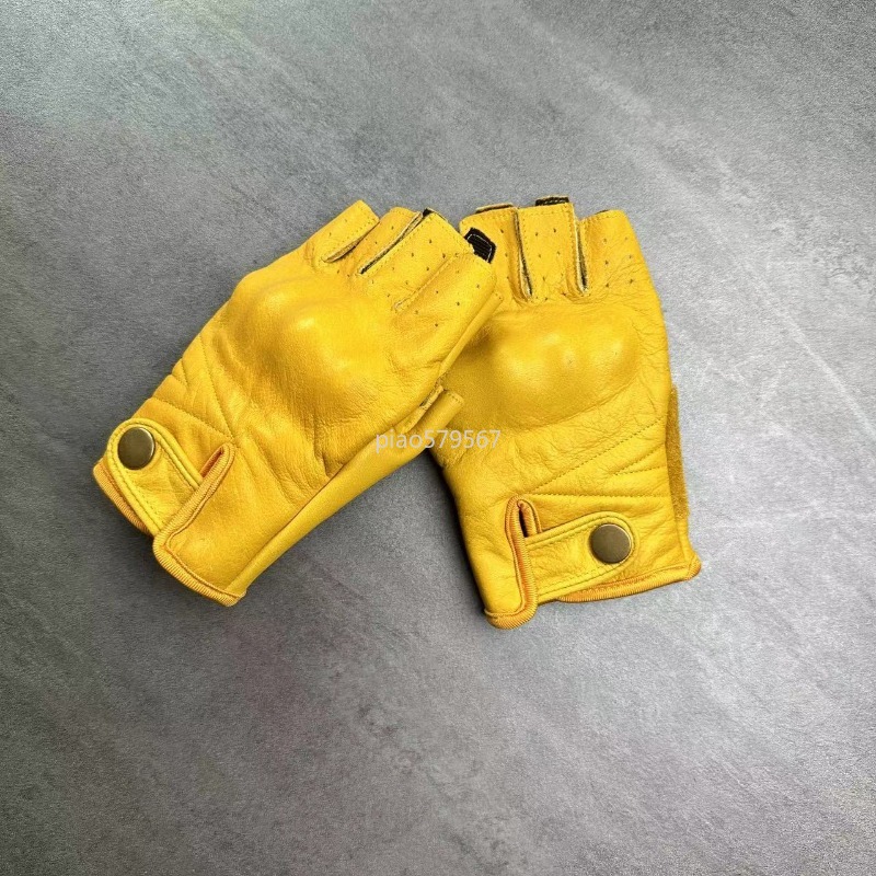 本革ハーフフィンガーオートバイグローブ ハードナックルプロテ - Motorcycle Gloves Leather Knuckle のレビューと価格