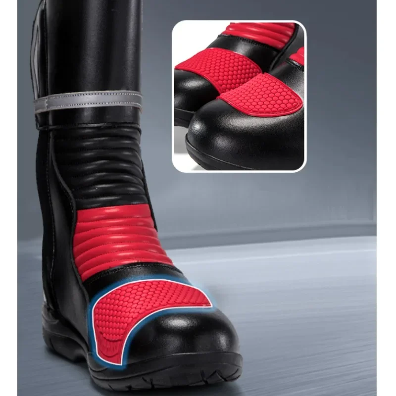 バイクブーツ 通気性 滑り止め メンズ レザー モトブーツ  - Motorcycle Boots Waterproof Riding のレビューと価格