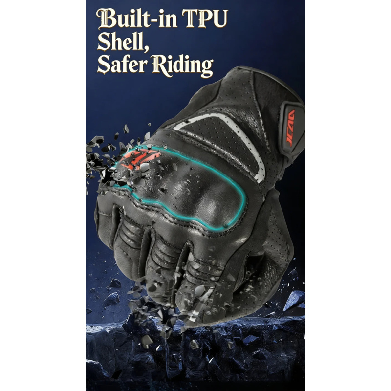 ユニセックス山羊革レザーライディングスポーツバイカーオートバ - Motorcycle Gloves Leather Knuckle のレビューと価格