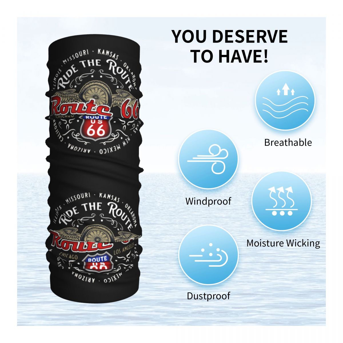 カスタムライドザルート 66 バンダナネックゲートルフェイス - Motorcycle Neck Gaiter Balaclava のレビューと価格
