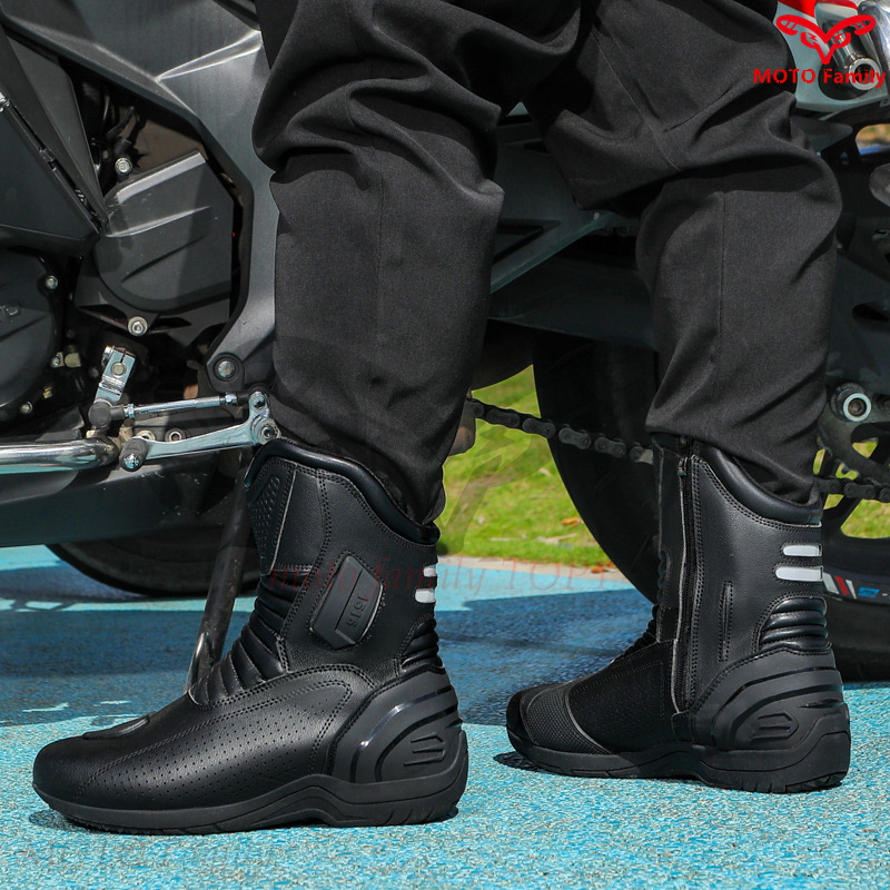 バイクシューズ 滑り止めバイクブーツ 防水クッション性 デイ - Motorcycle Boots Waterproof Riding のレビューと価格