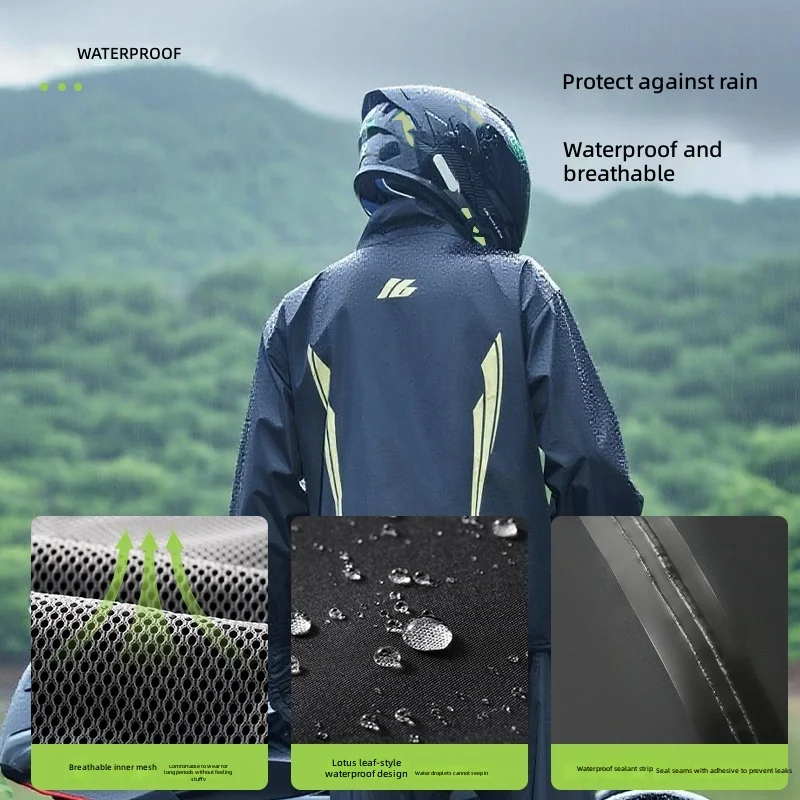 バイク用レインスーツ 防水 2ピース ハイビズ 反射材付き  - Motorcycle Rain Suit 2 Piece のレビューと価格
