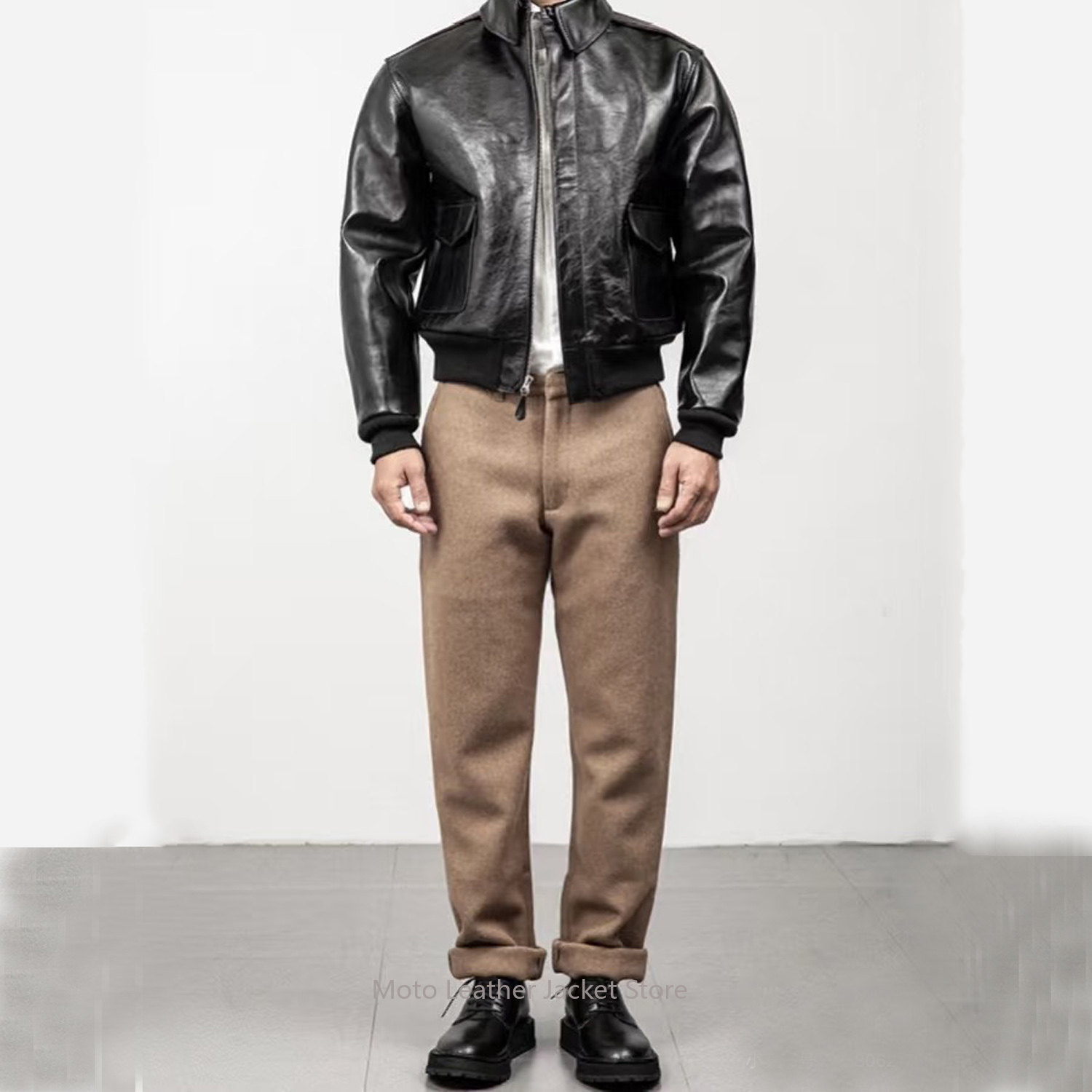 ヴィンテージA2フライトジャケット メンズ フルベジタブルタ - Leather Motorcycle Jacket Biker のレビューと価格