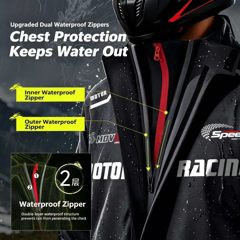 バイク用レインスーツ、上下セパレートタイプのレインジャケット - Motorcycle Riding Jacket Waterproof のレビューと価格