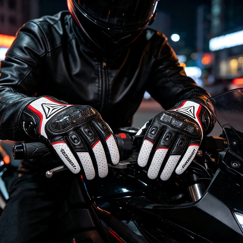 本革製バイクグローブ フルフィンガー カーボンファイバーナッ - Motorcycle Gloves Leather Knuckle のレビューと価格