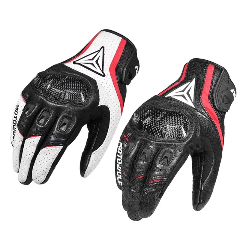 本革製バイクグローブ フルフィンガー カーボンファイバーナッ - Motorcycle Gloves Leather Knuckle のレビューと価格
