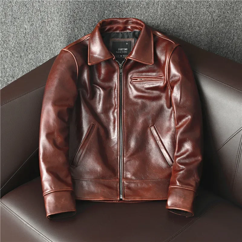2026年新作、本物の牛革を使用したメンズファッションジャケ - Leather Motorcycle Jacket Biker のレビューと価格