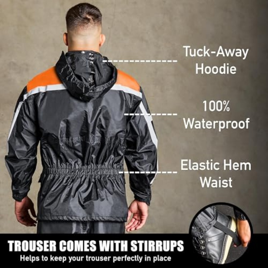 防水オートバイレインスーツ、2ピース反射材付き、軽量ライディ - Motorcycle Rain Suit 2 Piece のレビューと価格