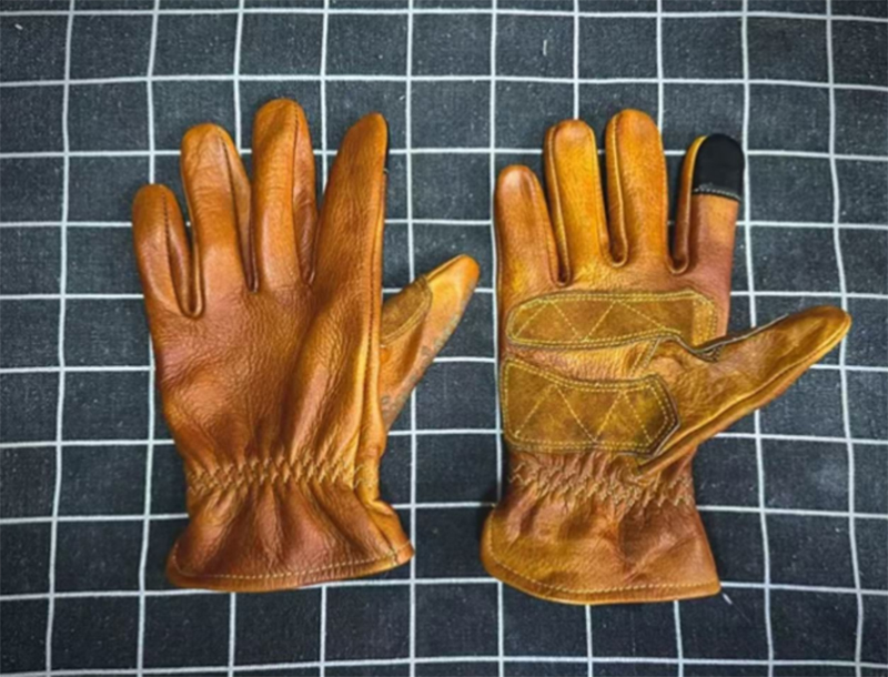 レトロなオートバイの手袋,本革,手作り,フルフィンガー,タッ - Motorcycle Gloves Leather Knuckle のレビューと価格