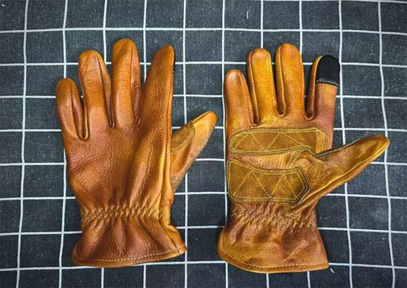 レトロなオートバイの手袋,本革,手作り,フルフィンガー,タッ - Motorcycle Gloves Leather Knuckle のレビューと価格
