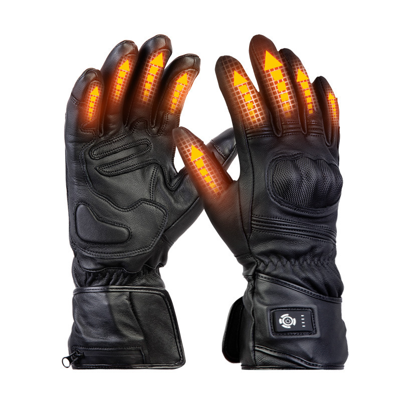 7.4V電熱式レザーバイクグローブ、充電式ハードナックルアー - Motorcycle Gloves Leather Knuckle のレビューと価格