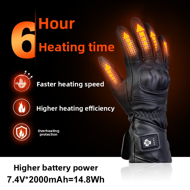 7.4V電熱式レザーバイクグローブ、充電式ハードナックルアー - Motorcycle Gloves Leather Knuckle のレビューと価格