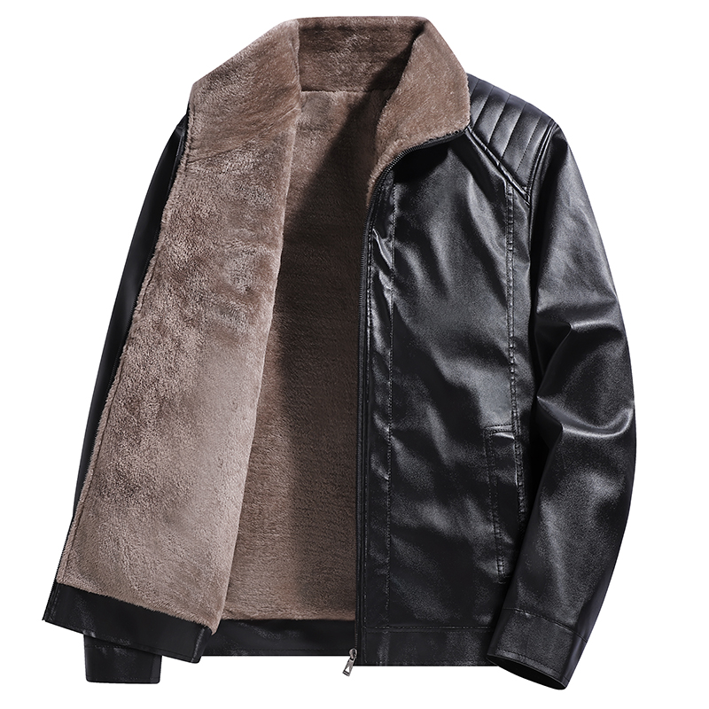 レザージャケット メンズ フリース裏地 冬用ジャケット ファ - Leather Motorcycle Jacket Biker のレビューと価格
