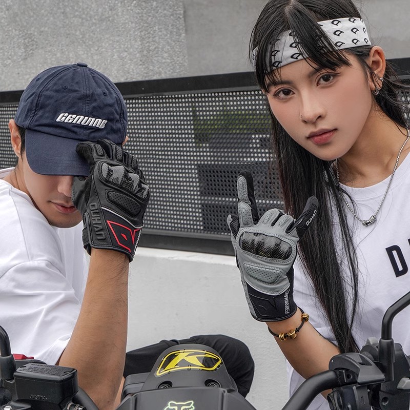 DUHAN シープスキンレザー製バイクグローブ。通気性に優れ - Motorcycle Gloves Leather Knuckle のレビューと価格
