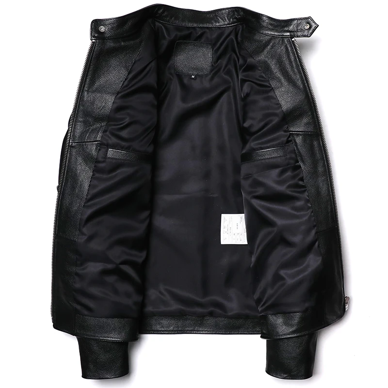 男性用のクラシックなオートバイの本革ジャケット,天然牛革,ス - Leather Motorcycle Jacket Biker のレビューと価格