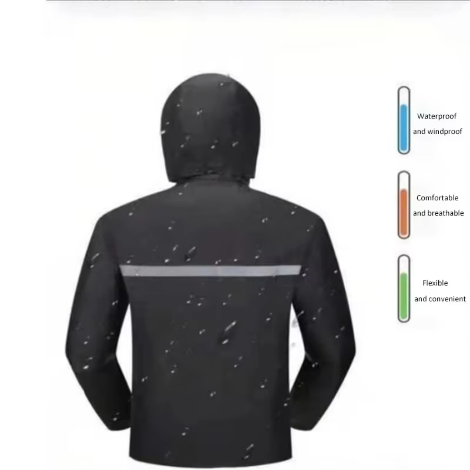 防水レインスーツ、メンズ・レディース、2点セット、フード付き - Motorcycle Rain Suit 2 Piece のレビューと価格