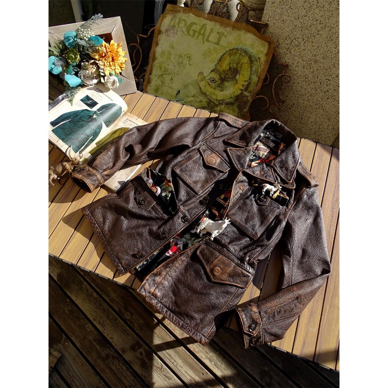 メンズ アメリカン レトロ ティーコア 牛革 ストーンウォッ - Leather Motorcycle Jacket Biker のレビューと価格