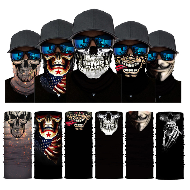 3D スカルスケルトンバラクラバシームレスオートバイネックフ - Motorcycle Neck Gaiter Balaclava のレビューと価格
