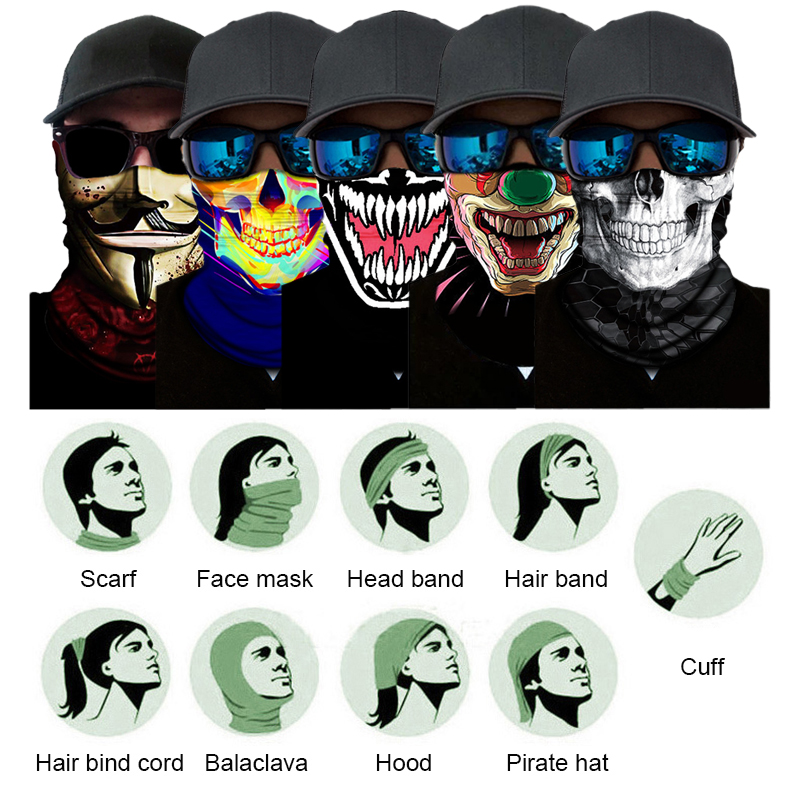 3D スカルスケルトンバラクラバシームレスオートバイネックフ - Motorcycle Neck Gaiter Balaclava のレビューと価格