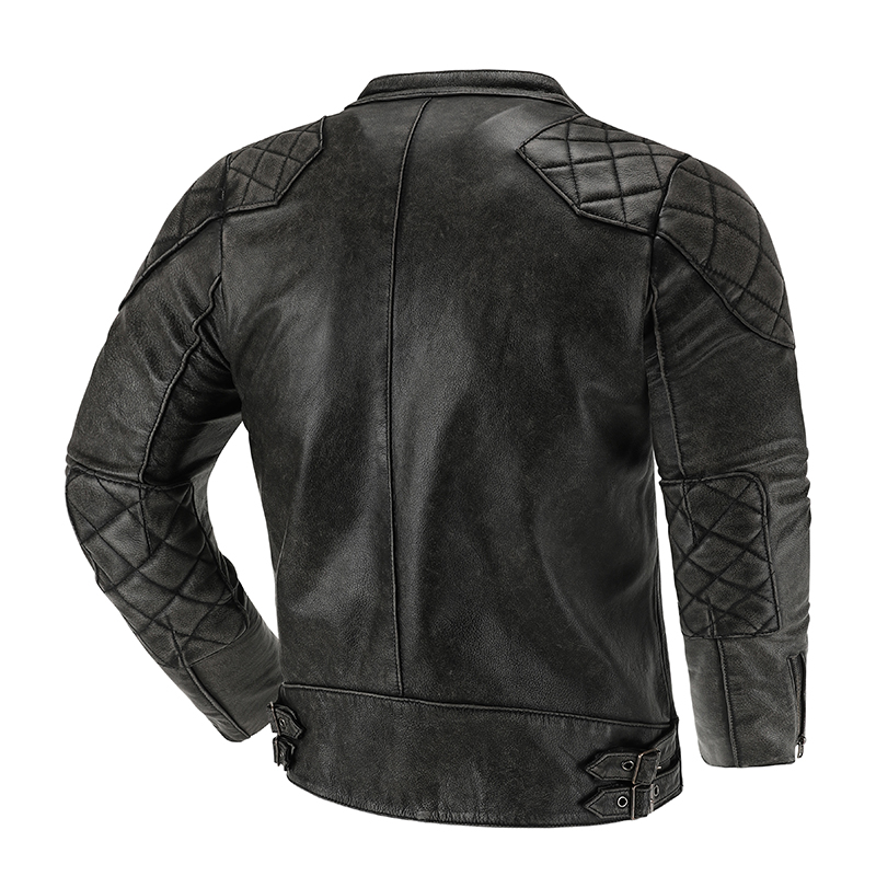 男性用レトロレザージャケット,バイカージャケット,スタンドカ - Leather Motorcycle Jacket Biker のレビューと価格