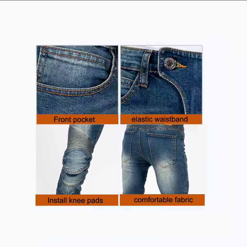 オールシーズン対応のスリムフィットジーンズタイプのバイクパン - Motorcycle Pants Riding Armored のレビューと価格