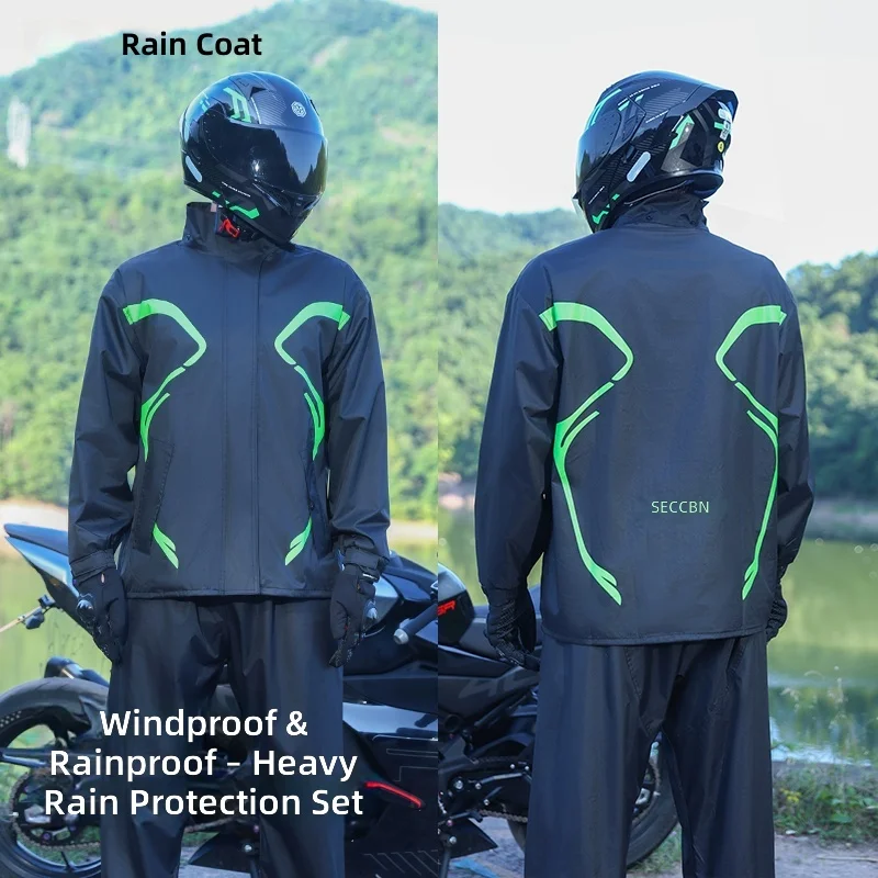 バイク用レインスーツ 防水 2ピース 反射ジャケット＆パンツ - Motorcycle Rain Suit 2 Piece のレビューと価格
