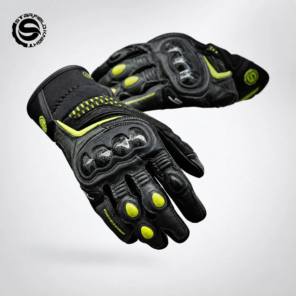 スターナイトオートバイライディンググローブ男性女性羊革タッチ - Motorcycle Gloves Leather Knuckle のレビューと価格