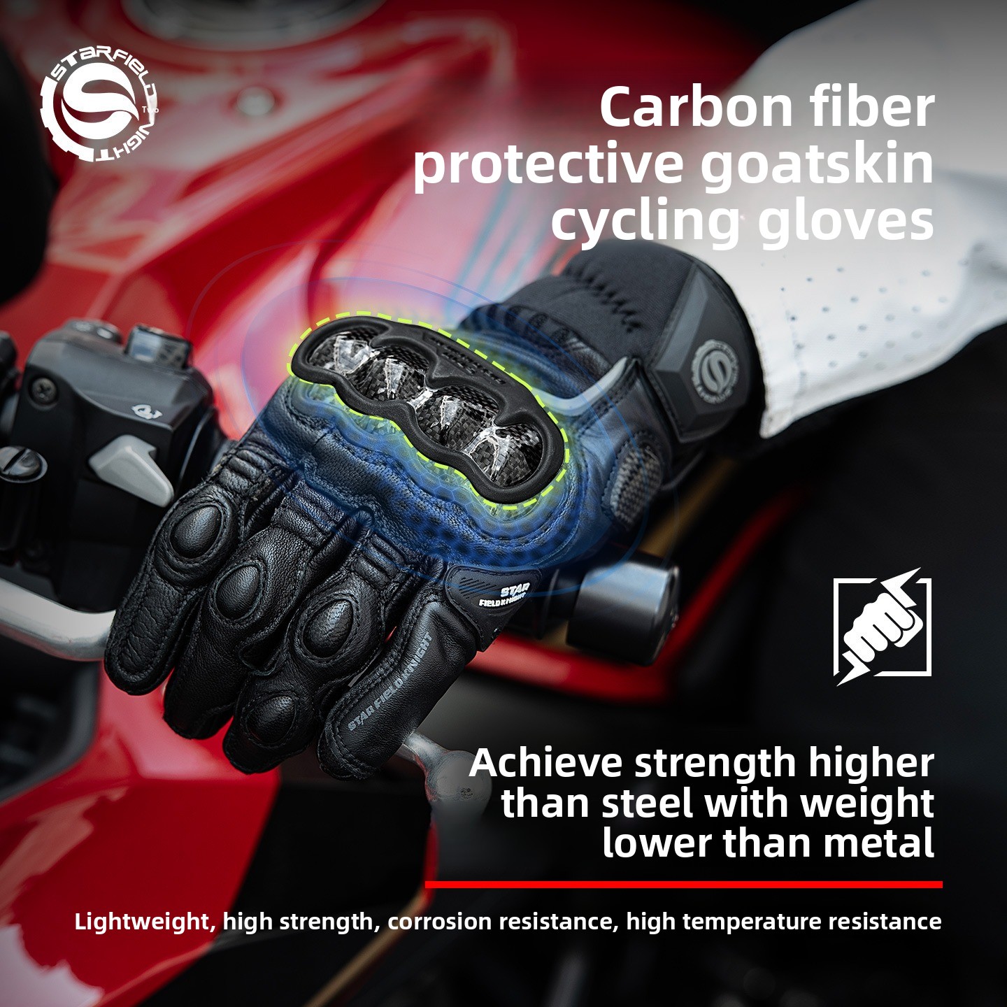 スターナイトオートバイライディンググローブ男性女性羊革タッチ - Motorcycle Gloves Leather Knuckle のレビューと価格