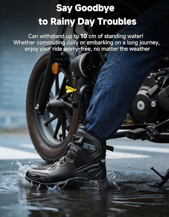 オートバイライディングシューズ防水ショートブーツ男性用快適な - Motorcycle Boots Waterproof Riding のレビューと価格
