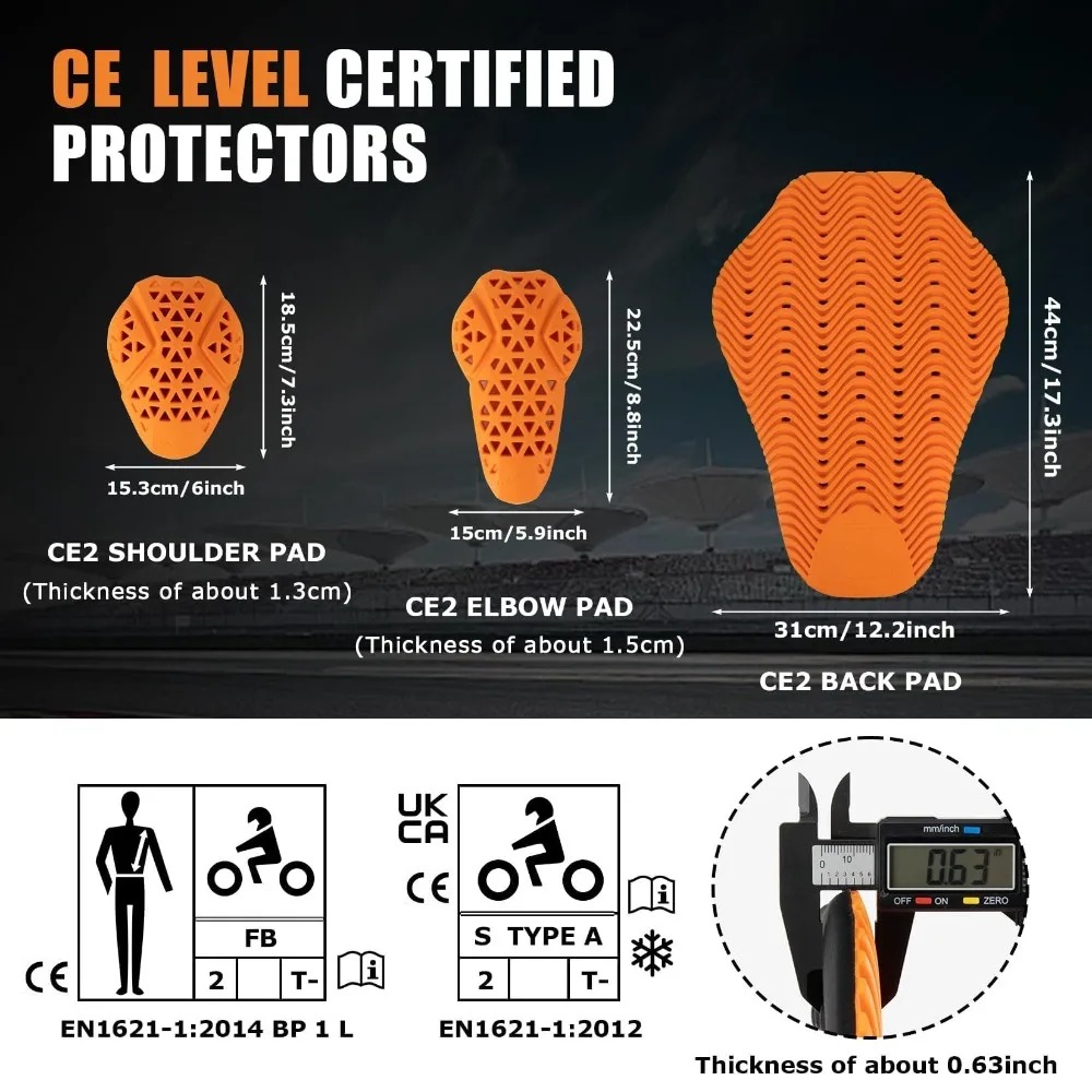 フルCEレベル2認証オートバイアーマーバックパッド肘と肩保護 - Motorcycle Back Protector Ce Level 2 のレビューと価格