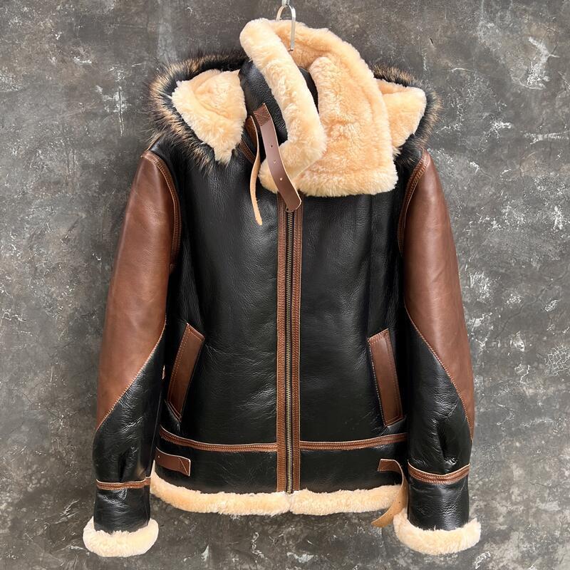 メンズ本革ジャケット,ラムファーコート,厚手のフットウェア, - Leather Motorcycle Jacket Biker のレビューと価格