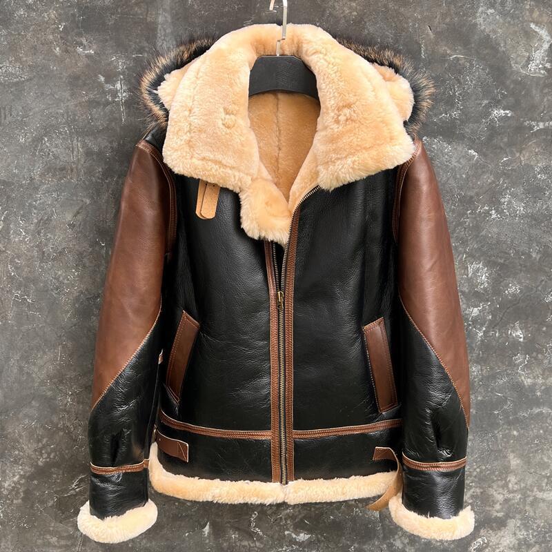 メンズ本革ジャケット,ラムファーコート,厚手のフットウェア, - Leather Motorcycle Jacket Biker のレビューと価格