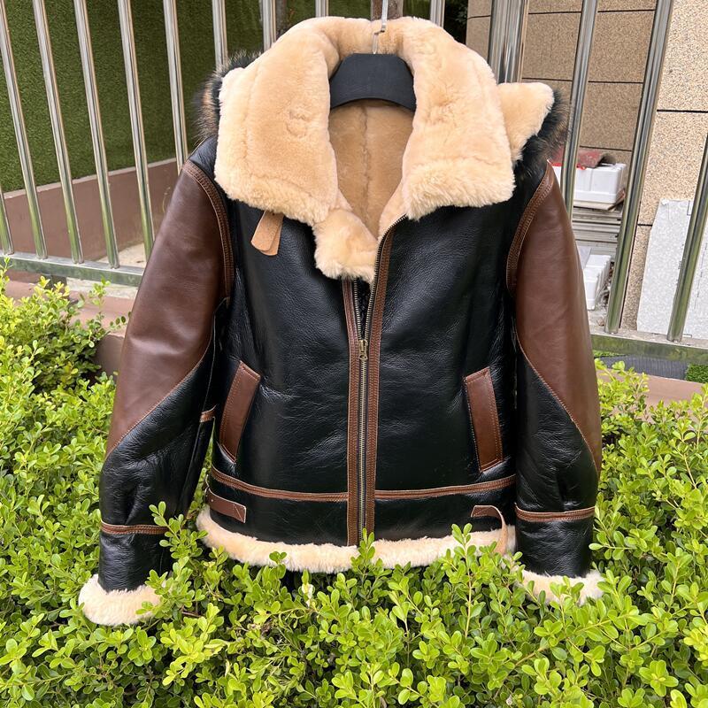 メンズ本革ジャケット,ラムファーコート,厚手のフットウェア, - Leather Motorcycle Jacket Biker のレビューと価格