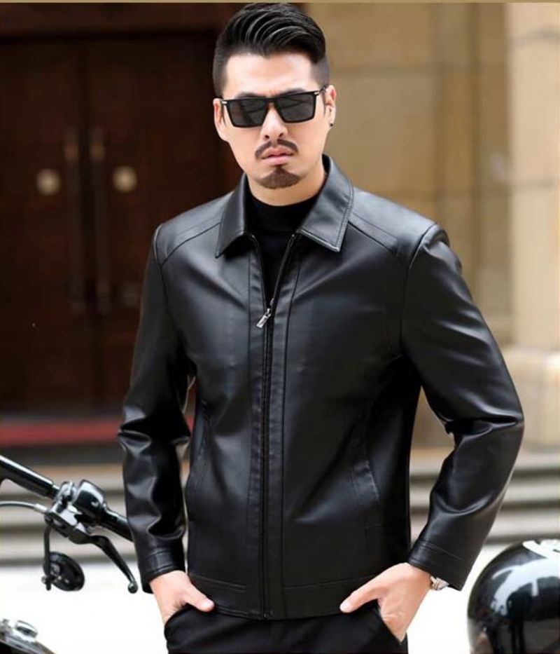 本革のオートバイのジャケット,男性用の本物の革のコート,ファ - Leather Motorcycle Jacket Biker のレビューと価格