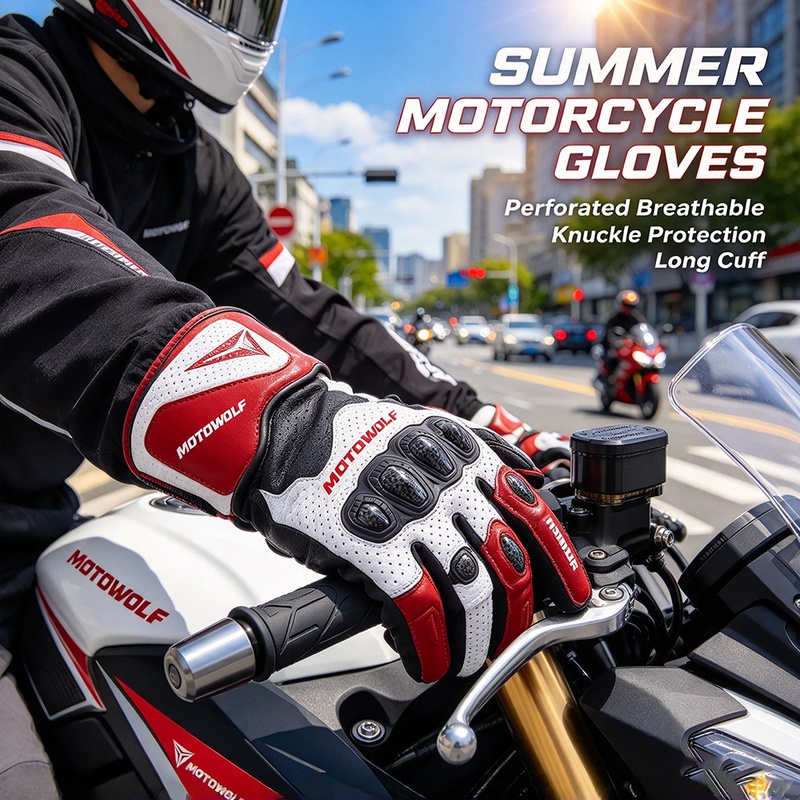 MOTOWOLF バイク用グローブ アクセサリー 長めの袖口 - Motorcycle Gloves Leather Knuckle のレビューと価格